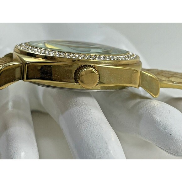 Vintage Joan River Classic Quartz Watch Women’s Gold Leather Crystal Bezel - Picture 3 of 16